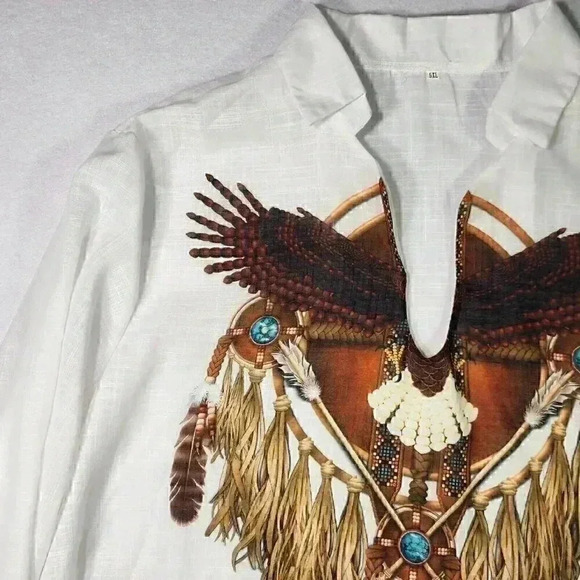 Unbranded Women's Top Tunic Native Boho 5X Dreamcatcher Eagle Long‎ Sleeve - Picture 5 of 16